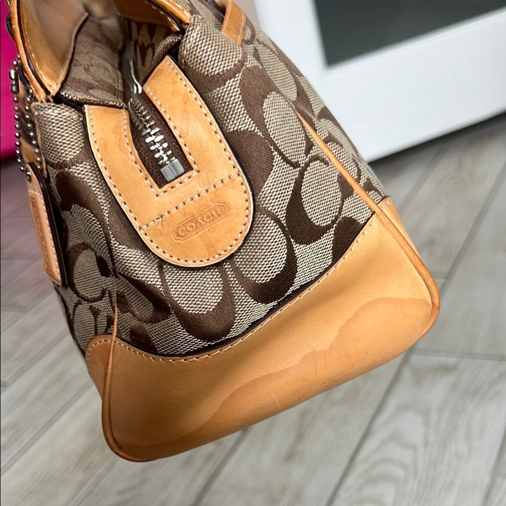 Coach Signature Brown and Tan Satchel - Picture 4 of 5